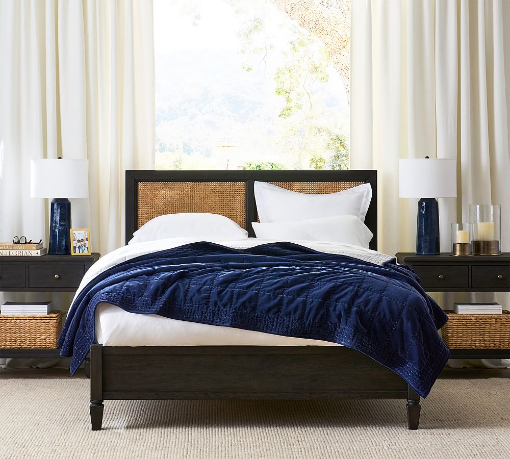 boho style wooden bed with rattan - The Leaf Crafts