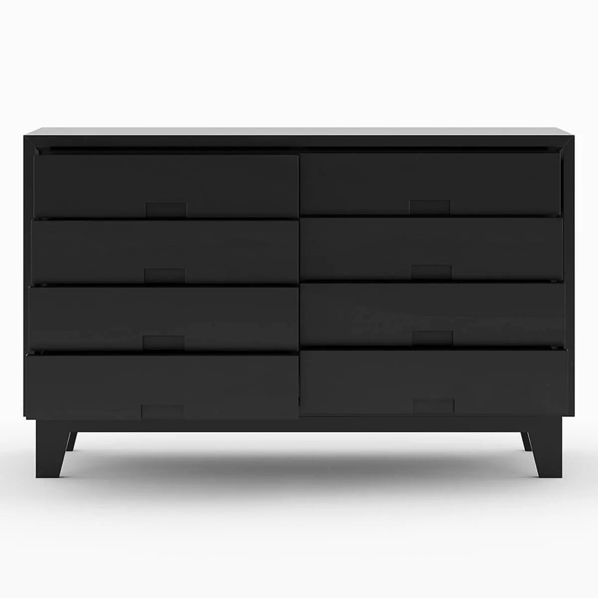 Stylish solid wood chest of drawers for bedroom. Modern wooden dresser with storage for home furniture and decor.