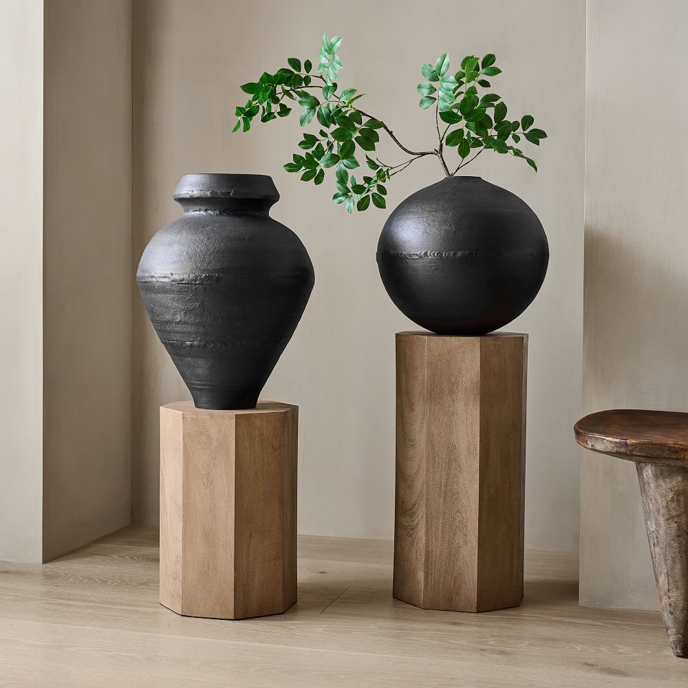 Buy online hexagonal solid wood plant stand set of two in India  - The Leaf Crafts