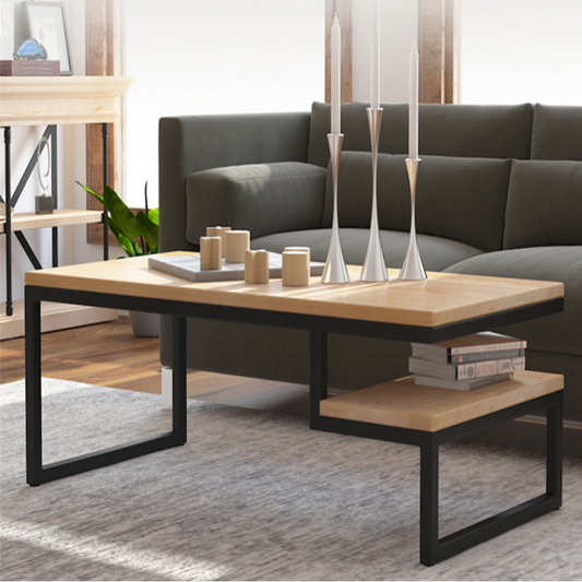 buy online industrial solid wood center table In India - The Leaf Crafts