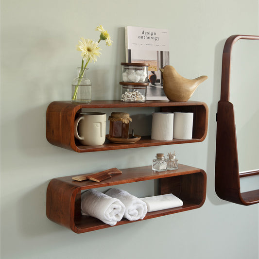 leda solid wood wall rack set of two - The Leaf Crafts