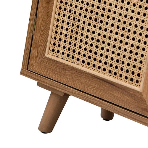 Luxury cane wooden storage cabinet design - The Leaf Crafts