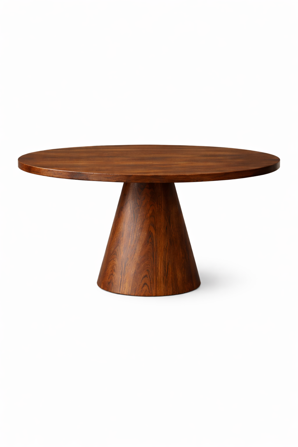 Luxury Wooden table with a single pedestal base on a white background