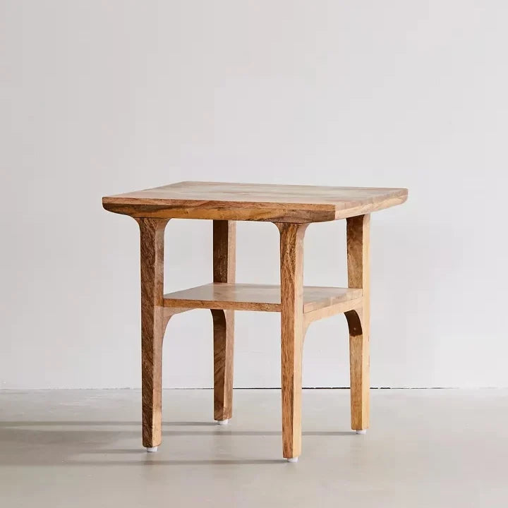 Premium mango wood end table for modern homes. Stylish wooden side table furniture for living room interiors.