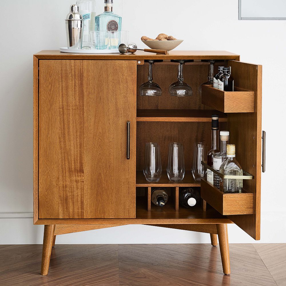 Buy Online mid century solid wood bar cabinet In India - The Leaf Crafts