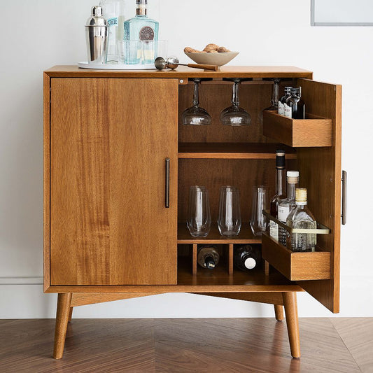 Buy Online mid century solid wood bar cabinet In India - The Leaf Crafts