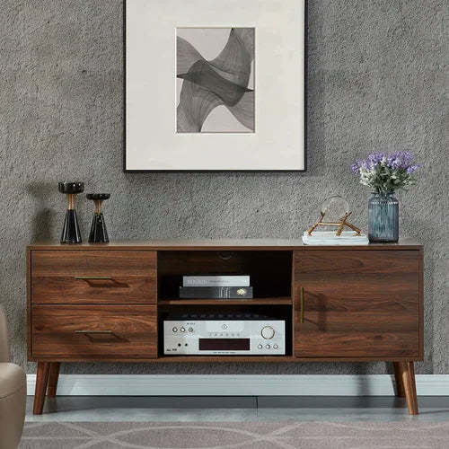 mid century solid wood tv unit- The Leaf Crafts