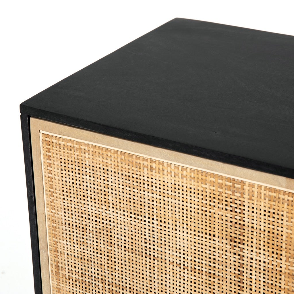 minimalist cane sideboard with natural wood finish- The Leaf Crafts