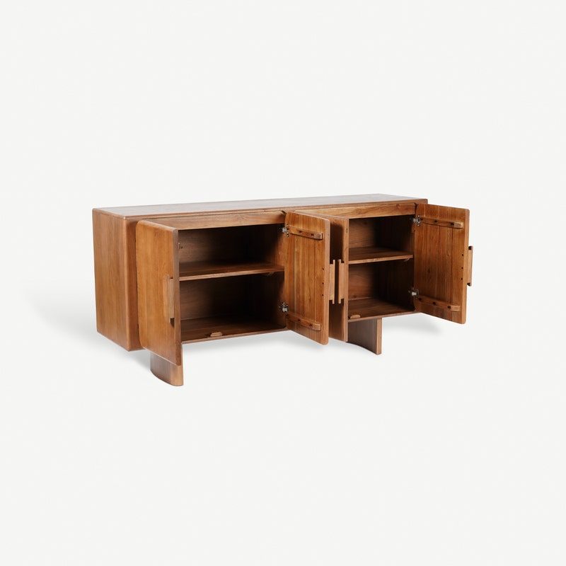 minimalist wooden TV unit for modern homes- The Leaf Crafts