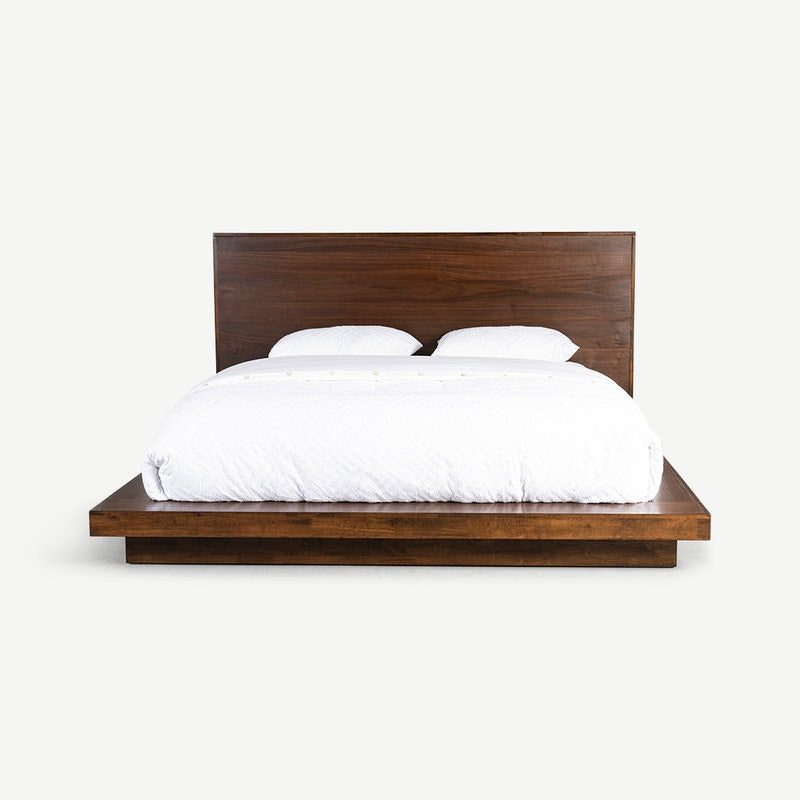 minimalist wooden bed for low height bedroom setup - The Leaf Crafts