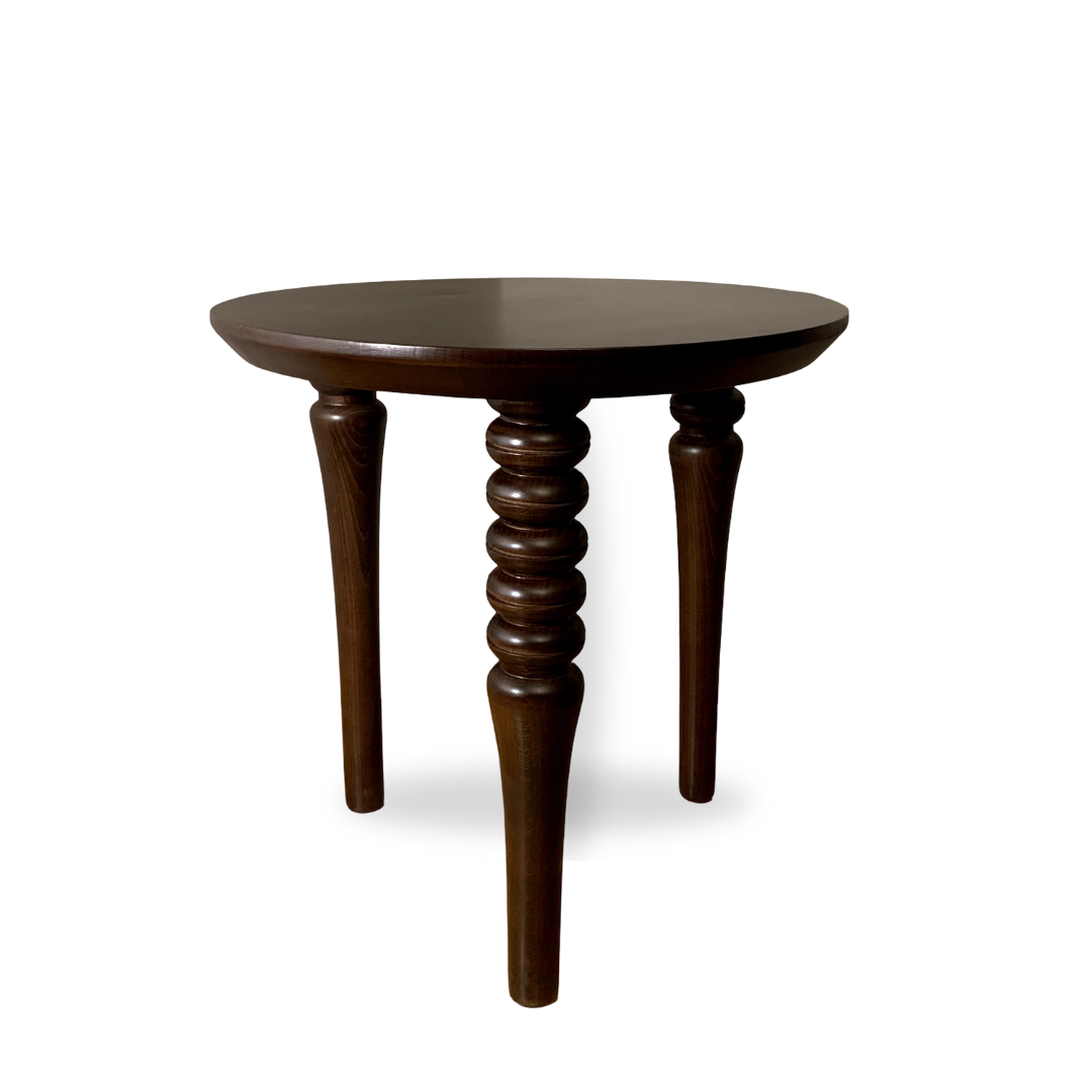 premium Wooden side table with spiral legs on a white background