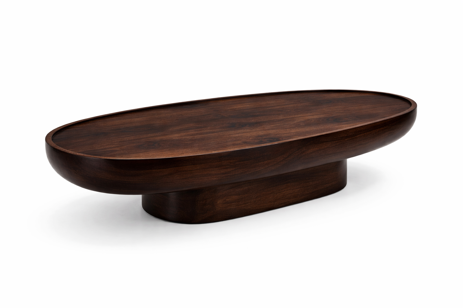 Wooden coffee table with a dark finish on a white background