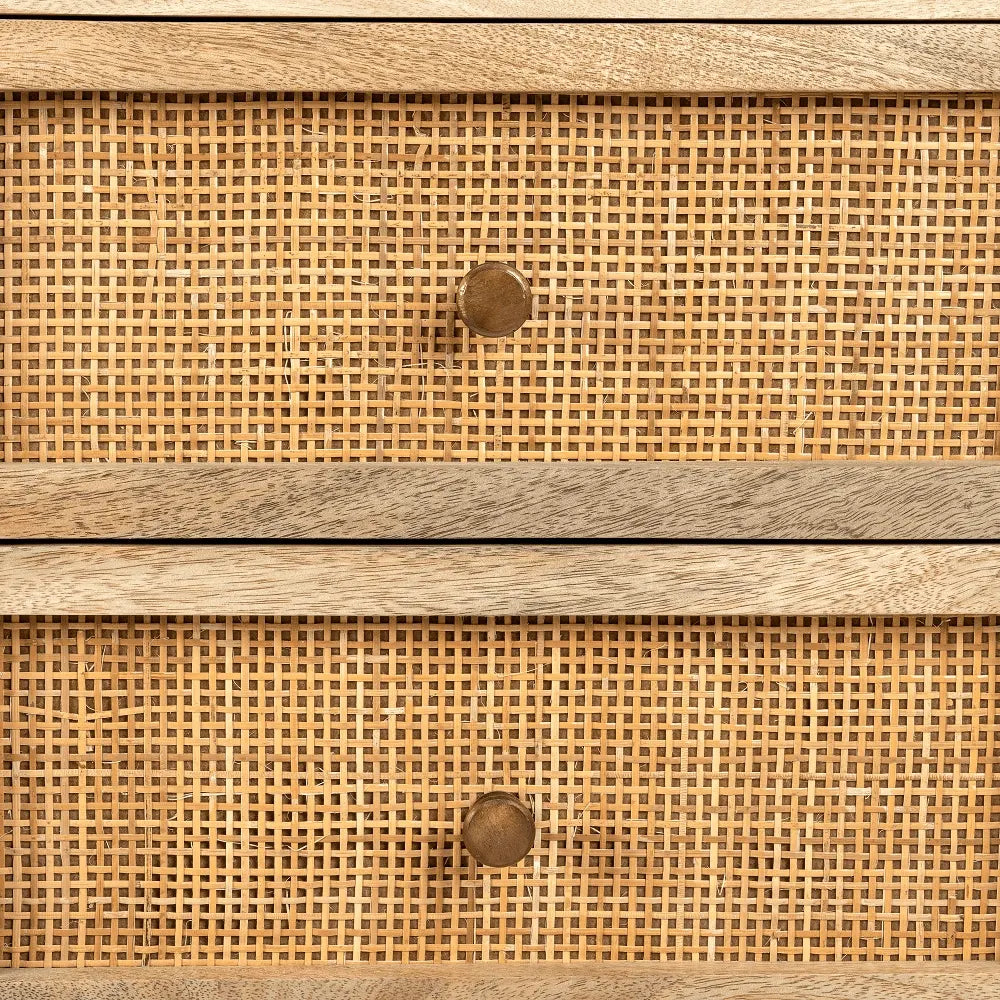 decorative wooden rattan end table
