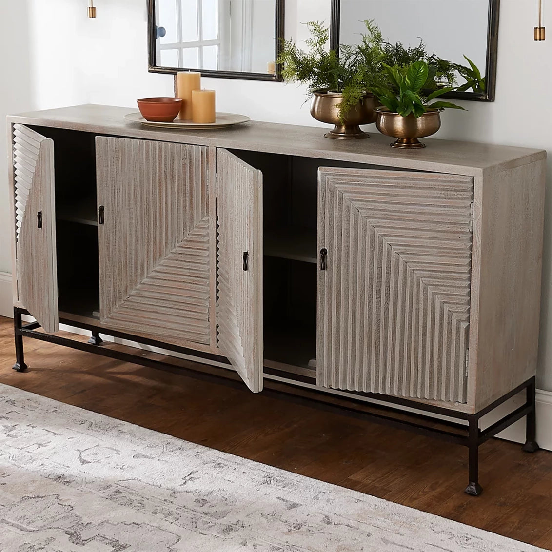 modern textured storage cabinet wood- The Leaf Crafts