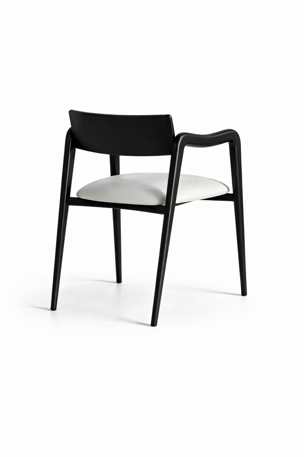 Black chair with white seat on a white background