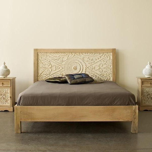 Buy Online Novel carved wooden king bed for elegant bedroom interiors In India 