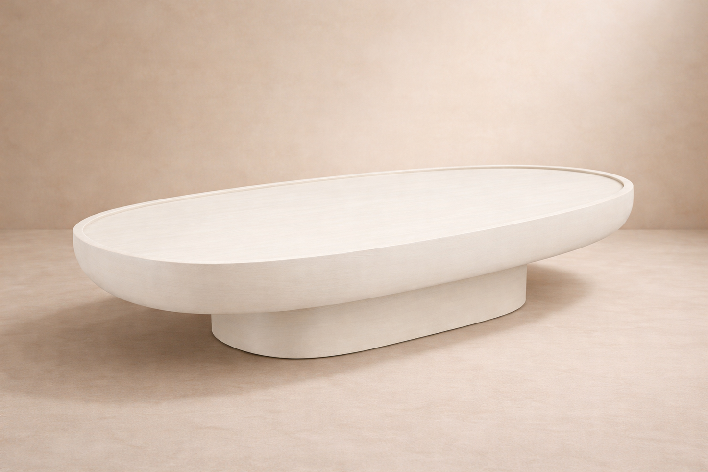 White oval ceramic dish on a beige background