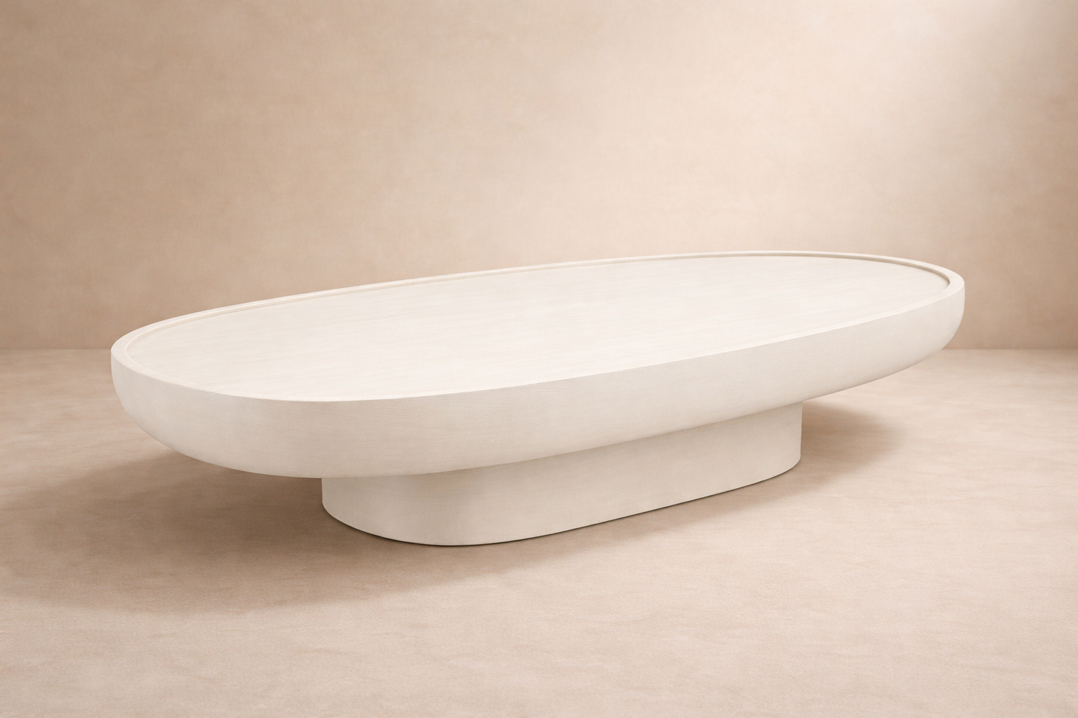 White oval ceramic dish on a beige background