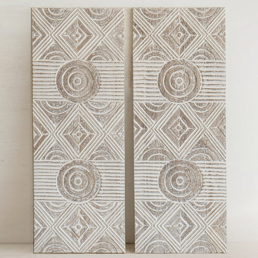 Balbina Carved Wall Panel Set Of Two - The Leaf Crafts