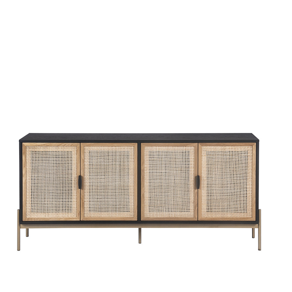 premium wooden buffet cabinet with cane detailing- The Leaf Crafts