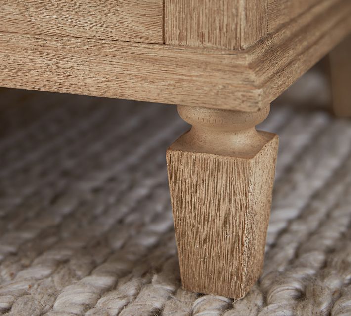 premium wooden nightstand with woven cane panels
