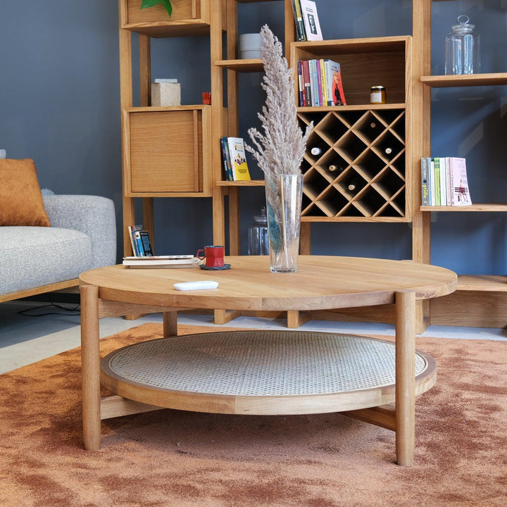 premium solid wood round center table for home - The Leaf Crafts