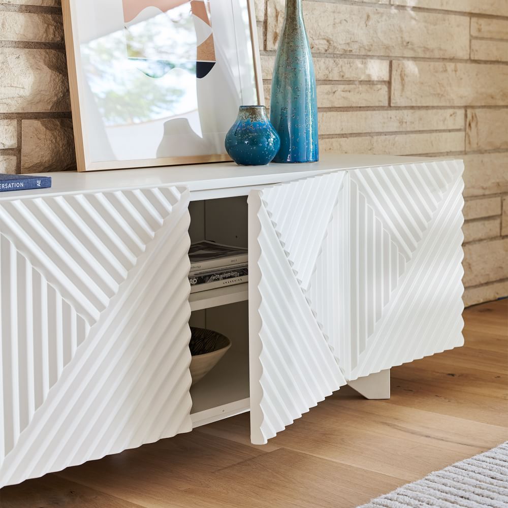 wooden media unit for living room - The Leaf Crafts