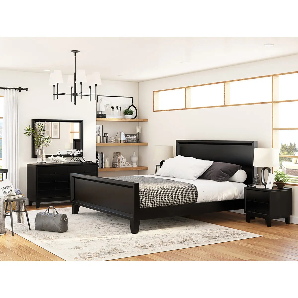Premium king size solid wood bed frame for bedroom. Modern wooden bed furniture for luxury home interiors.
