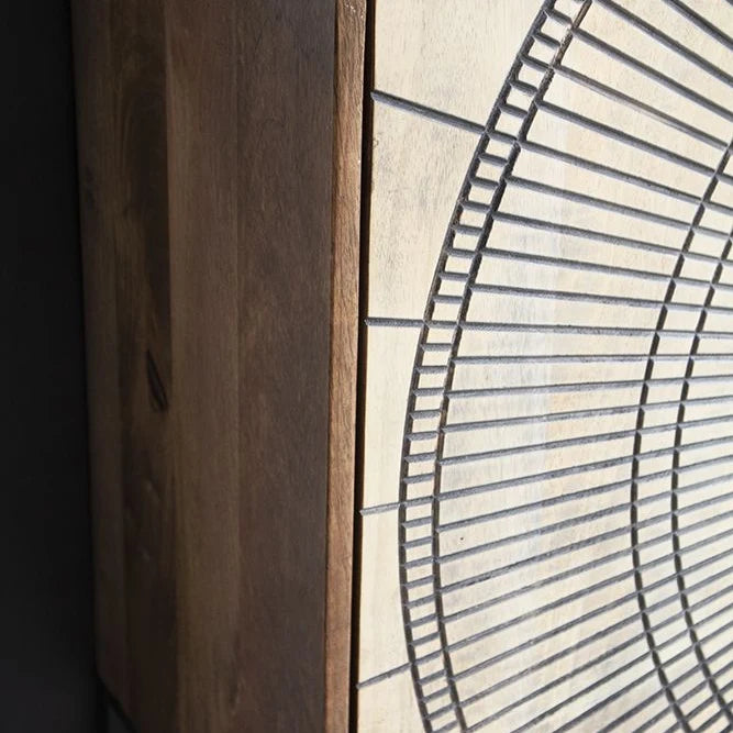the sideboard highlights natural wood grain while offering durable construction designed