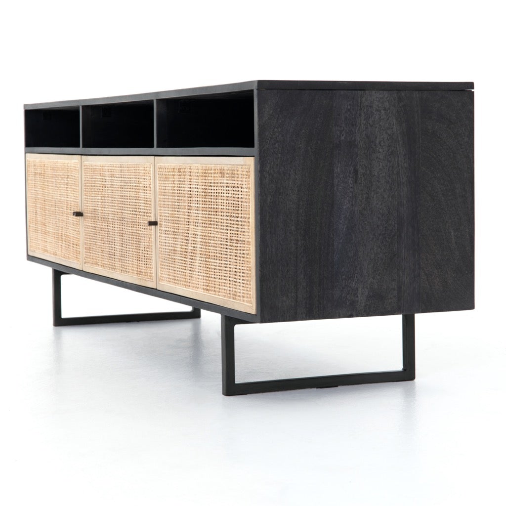 durable solid wood media console for living room- The Leaf Crafts