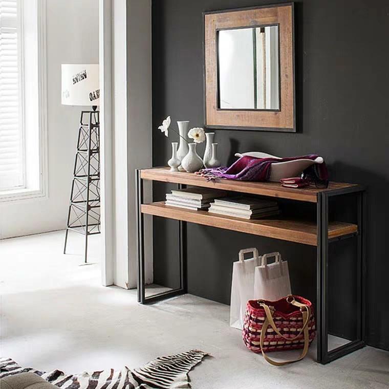 Buy Online roman industrial solid wood console table in India - The Leaf Crafts