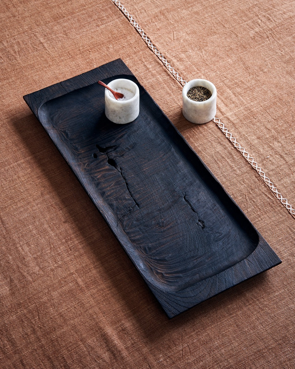 rustic handcrafted wooden tray for dining and kitchen use