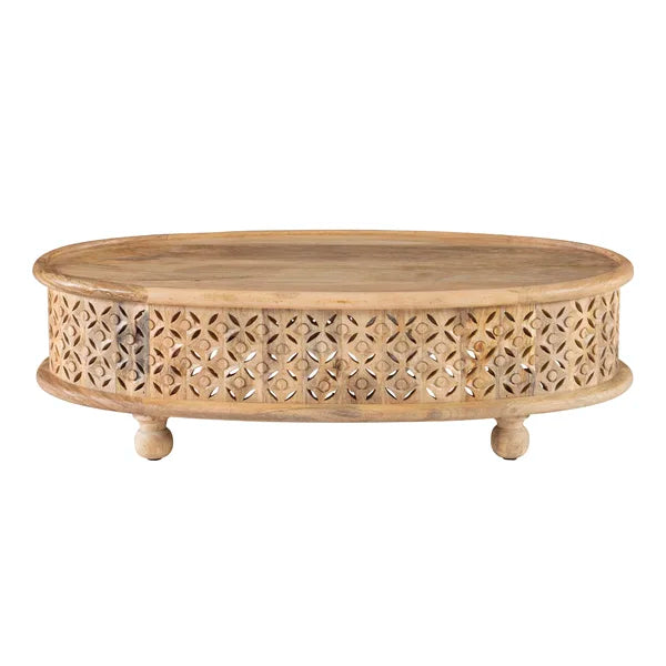 The spacious tabletop provides functionality for daily use, while the carved design adds depth and visual richness. - The Leaf Crafts
