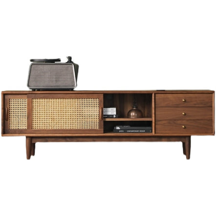 sliding door rattan tv cabinet design - The Leaf Crafts