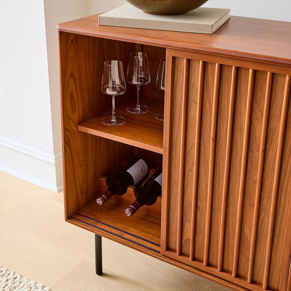solid wood bar cabinet with storage - The Leaf Crafts