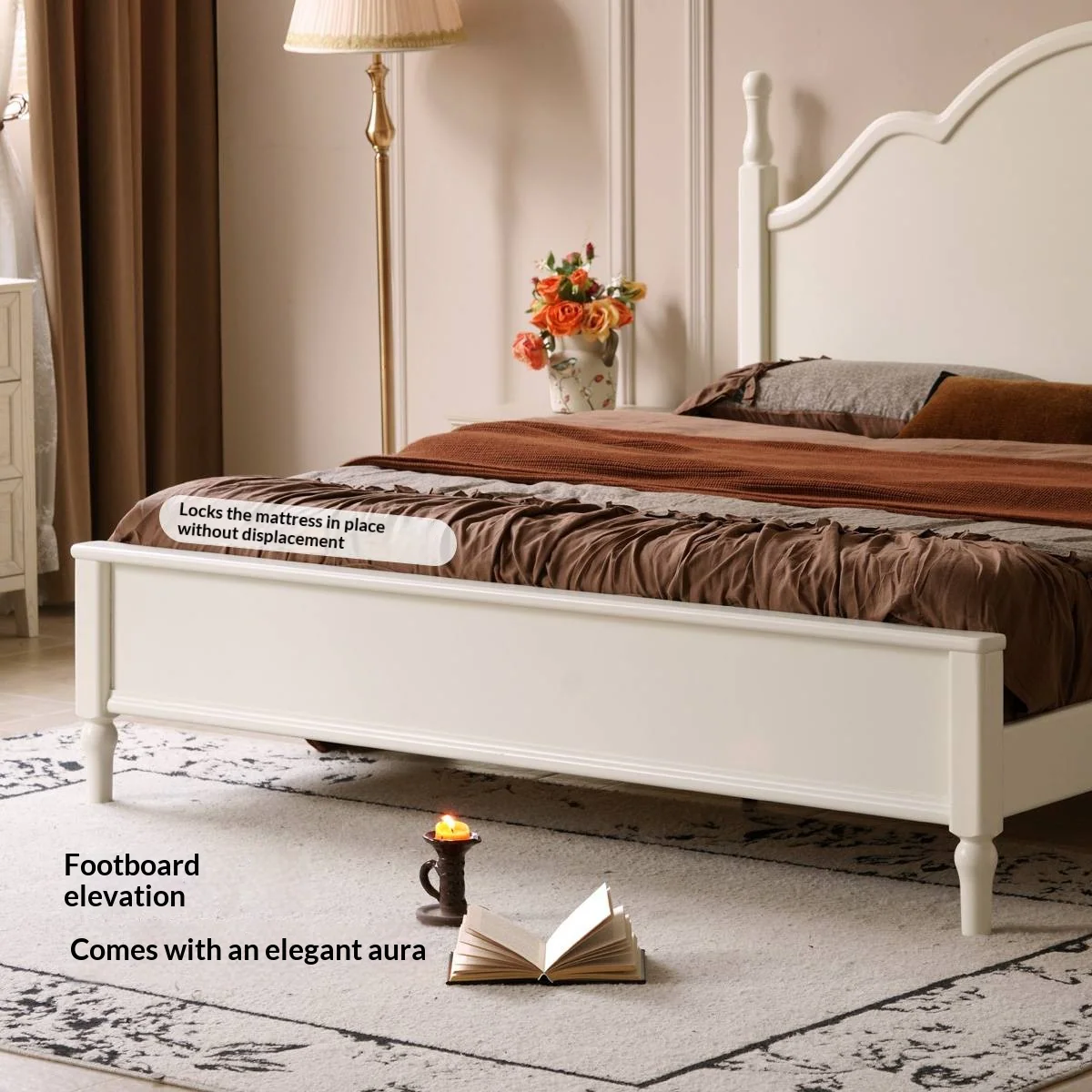 stylish bedroom furniture with elegant white finish bed