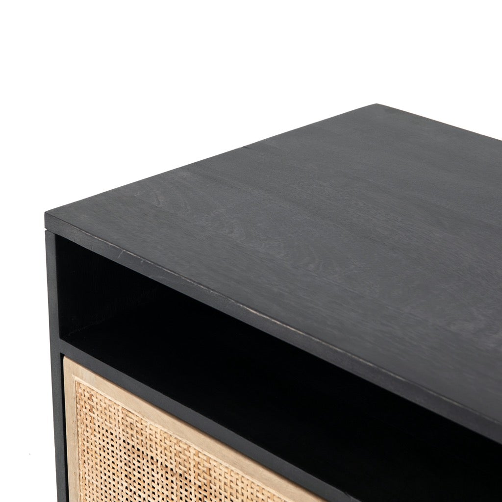 stylish TV cabinet with breathable rattan panels - The Leaf Crafts