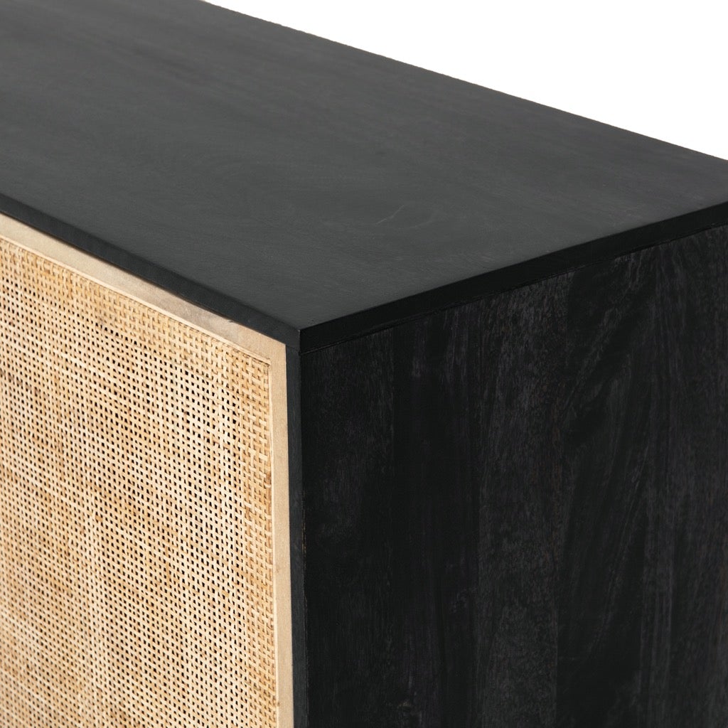 premium handcrafted sideboard with cane texture- The Leaf Crafts