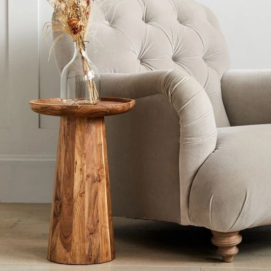 handcrafted wooden tray top end table