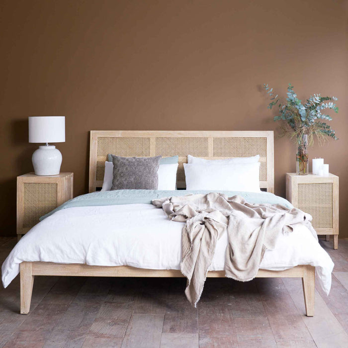 decorative rattan wooden nightstand
