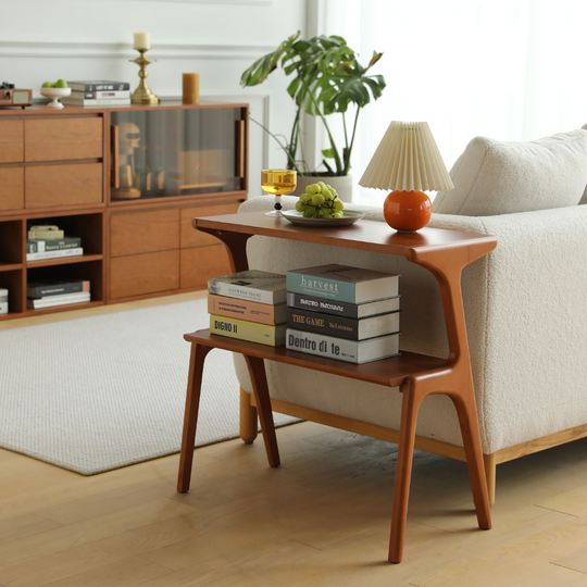 handcrafted wooden side table with premium finish- The Leaf Crafts