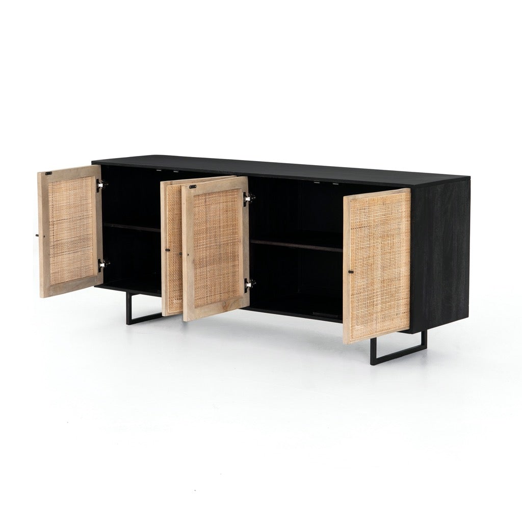 modern cane panel sideboard with storage compartments- The Leaf Crafts