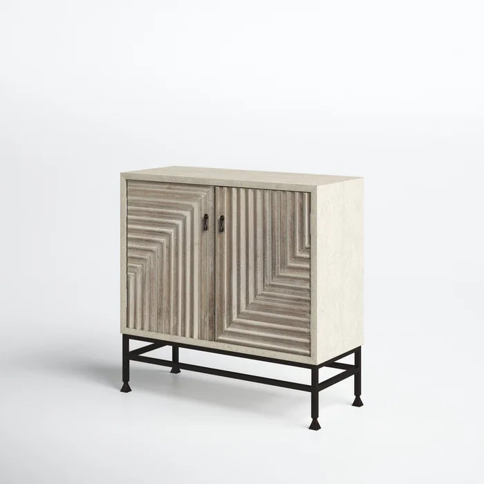 solid wood cabinet with groove pattern- The Leaf Crafts