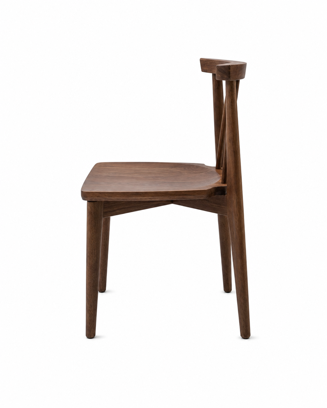 wooden dining chair side view ergonomic design