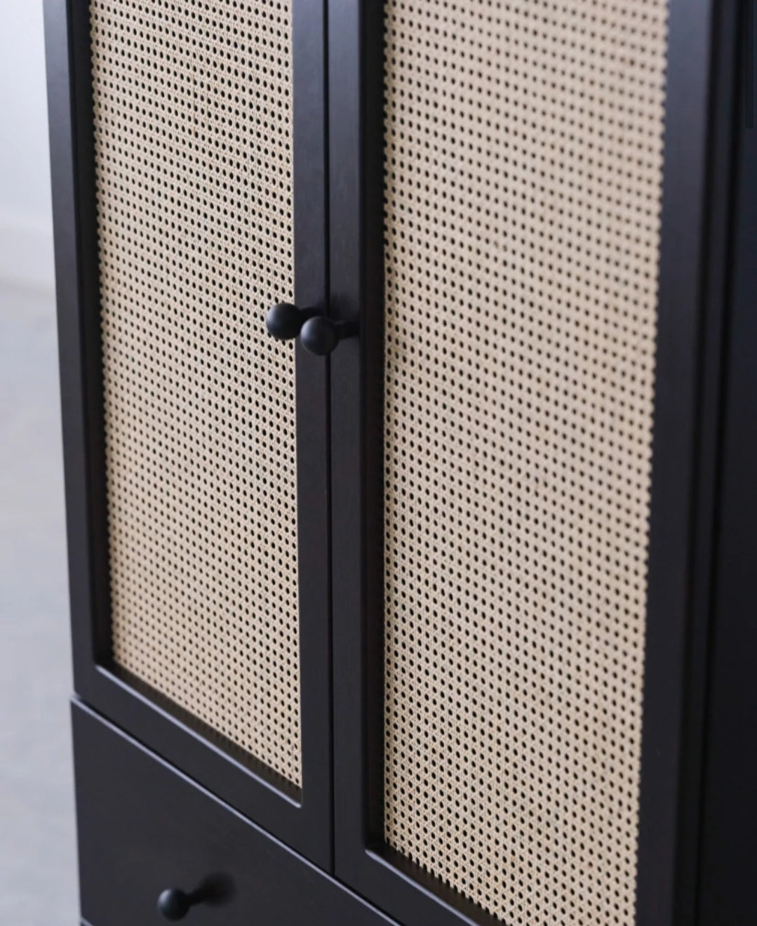 Stylish rattan wooden storage cabinet for modern and boho interiors- The Leaf Crafts